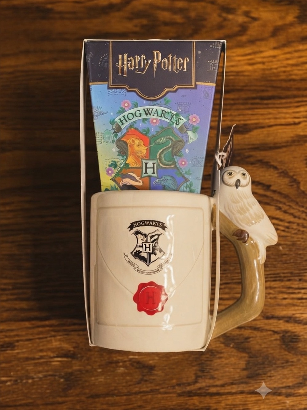 Harry Potter Hogwarts Letter Mug 3D Hedwig Owl Handle Cocoa Gift Set NWT